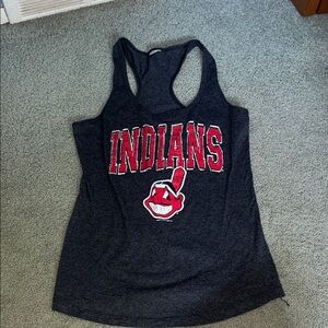 Dark Gray 'Indians' Graphic Racerback Tank - Red & White Logo